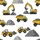 Graphic Construction Vehicles Bright Yellow Charcoal Grey 2D Art Pattern Bedding Set - 5