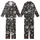 Cat & Coffee Lovers' Grumpy Tabby Cats & Coffee Cups Charcoal Black All Over Illustrative Pattern with Yellow Eyes Kid Satin Pajamas Set - 1