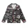 Cat & Coffee Lovers' Grumpy Tabby Cats & Coffee Cups Charcoal Black All Over Illustrative Pattern with Yellow Eyes Kid Satin Pajamas Set - 2