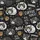 Cat & Coffee Lovers' Grumpy Tabby Cats & Coffee Cups Charcoal Black All Over Illustrative Pattern with Yellow Eyes Kid Satin Pajamas Set - 4