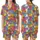 Cat Lovers' Whimsical Cartoon Cats Bold Outline Hot Pink Yellow Blue Purple Repeating Pattern Satin Short-Sleeve Pajamas Set - 1