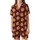Cozy Style Fans' Seamless Repeat Sleepy Orange Cartoon Cats & Zzz Moons on Deep Burgundy Pattern Satin Short-Sleeve Pajamas Set - 2