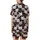Cat Lovers' Playful Cartoon Feline Faces Seamless Pattern Dark Brown White Pink Satin Short-Sleeve Pajamas Set - 3