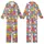 Cat Lovers' Whimsical Cartoon Cats Bold Outline Hot Pink Yellow Blue Purple Repeating Pattern Kid Satin Pajamas Set - 1