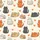 Cat Lovers' Cute Kawaii Cartoon Cats Playful Poses Seamless Pattern Light Cream Orange Coral Hearts Flat Art Style Satin Short-Sleeve Pajamas Set - 4