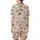 Cat Lovers' Whimsical Pink Cartoon Cat Pattern, Diverse Felines with Orange Paw Prints & Fish Skeletons Satin Short-Sleeve Pajamas Set - 3