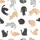 Cat Lovers' All-Over Playful Cartoon Cats Flat Graphic Design White Background Pastel Accents Satin Short-Sleeve Pajamas Set - 4