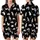 Cat Lovers' Seamless Black Playful Cartoon Cats Beige Blue-Grey Flat Art Whimsical 'Cute Cat' Pattern Satin Short-Sleeve Pajamas Set - 1