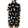 Cat Lovers' Seamless Black Playful Cartoon Cats Beige Blue-Grey Flat Art Whimsical 'Cute Cat' Pattern Satin Short-Sleeve Pajamas Set - 3