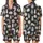 Cat Lovers' Whimsical Cartoon Cats Seamless All-Over Pattern Deep Black Soft Grey Blue Lavender Pink Satin Short-Sleeve Pajamas Set - 1