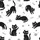 Cat Lovers' Whimsical Black Cats White Background Cartoon Design with Pink Accents, Yarn Balls & Paw Prints Satin Short-Sleeve Pajamas Set - 4