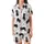 Cat Lovers' Whimsical Black Cats White Background Cartoon Design with Pink Accents, Yarn Balls & Paw Prints Satin Short-Sleeve Pajamas Set - 2