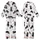 Cat Lovers' Whimsical Black Cats White Background Cartoon Design with Pink Accents, Yarn Balls & Paw Prints Kid Satin Pajamas Set - 1