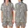 Cute Cat Enthusiasts' Whimsical Fluffy Grey White Kittens Blue Eyes Pink Paw Pads Green Leaf Branches Heather Grey Pattern Satin Short-Sleeve Pajamas Set - 1