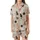 Cat Lovers' Whimsical Hand-Drawn Feline Poses Seamless Pattern Muted Beige Natural Tones Satin Short-Sleeve Pajamas Set - 2