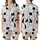 Cat Lovers' Playful Black White Hand-Drawn Cats All-Over Pattern with Silhouettes Line Art Paw Prints & MEOW Satin Short-Sleeve Pajamas Set - 1