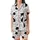 Cat Lovers' Playful Black White Hand-Drawn Cats All-Over Pattern with Silhouettes Line Art Paw Prints & MEOW Satin Short-Sleeve Pajamas Set - 2