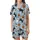 Whimsical Lovers' Playful Black Cat Ghost Jack-o'-Lantern Bat Broom Candy Corn Pattern on Sky Blue Satin Short-Sleeve Pajamas Set - 2