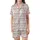 Cat Lovers' Whimsical Cartoon Cats All-Over Pastel Pink Grey Peach Pattern Satin Short-Sleeve Pajamas Set - 2