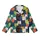 Cat Lovers' Whimsical Folk Art Cats Dense Pattern Hand-Drawn Illustrative Peeking Feline Faces Black Blue White Orange Teal Yellow Pink Kid Satin Pajamas Set - 2