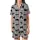 Cat Lovers' Heather Gray Black White Cartoon Tuxedo Cat Sleepy Pose Flat Graphic Seamless Pattern with Humorous 'NOPE Not Today' Text Satin Short-Sleeve Pajamas Set - 2
