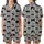 Cat Lovers' Heather Gray Black White Cartoon Tuxedo Cat Sleepy Pose Flat Graphic Seamless Pattern with Humorous 'NOPE Not Today' Text Satin Short-Sleeve Pajamas Set - 1