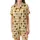 Nature Lovers' Whimsical Orange Yellow Gingham Sunflowers Pastel Green Stems Tiny Yellow Stars Satin Short-Sleeve Pajamas Set - 2