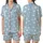 Cat Lovers' Whimsical Black Cartoon Cats Golden Yarn Paw Prints Light Sky Blue Pattern Satin Short-Sleeve Pajamas Set - 1