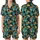 Cat Lovers' Retro Grunge Black Cats Yellow Eyes Distressed Teal Orange Stripes Semi-Circles Pattern Satin Short-Sleeve Pajamas Set - 1