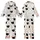 Cat Lovers' Whimsical Black Cat Silhouette & Outline Seamless Pattern with Yarn Balls on Creamy Off-White Kid Satin Pajamas Set - 1