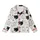 Cat Lovers' Whimsical Black Cat Silhouette & Outline Seamless Pattern with Yarn Balls on Creamy Off-White Kid Satin Pajamas Set - 2
