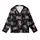 Cat Lovers' Illustrative Playful Kittens Charcoal Stripes White Fur Sky Blue Eyes Flat Black Pattern Kid Satin Pajamas Set - 2