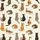 Cat Lovers' Creamy White Seamless Pattern with Diverse Illustrative Brown Gray Ginger Calico Tortoiseshell Cats Satin Short-Sleeve Pajamas Set - 4