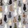 Cat Lovers' Artistic Feline Friends From Behind Repeat Pattern Muted Lavender-Grey Multi-Tone Furs Satin Short-Sleeve Pajamas Set - 4