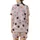 Cat Lovers' Whimsical Hand-Drawn Cartoon Cats Flat Pattern, Light Bubblegum Pink with Navy, Pale Peach, Light Blue-Grey Accents Satin Short-Sleeve Pajamas Set - 3