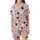 Cat Lovers' Whimsical Hand-Drawn Cartoon Cats Flat Pattern, Light Bubblegum Pink with Navy, Pale Peach, Light Blue-Grey Accents Satin Short-Sleeve Pajamas Set - 2