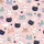 Cat Lovers' Whimsical Hand-Drawn Cartoon Cats Flat Pattern, Light Bubblegum Pink with Navy, Pale Peach, Light Blue-Grey Accents Satin Short-Sleeve Pajamas Set - 4