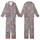 Kitten Lovers' Cute Cartoon Brownish-Pink Fluffy Kittens in Royal Blue Star Pajamas, Grey Pattern Kid Satin Pajamas Set - 1