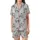 Cat Lovers' Whimsical Black White Cats Entangled Bright Christmas Lights All-Over Pattern Satin Short-Sleeve Pajamas Set - 2