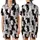 Cat Lovers' Whimsical Black White Grey Cartoon Cat All-Over Print Pink Ears Blue Eyes Pattern Satin Short-Sleeve Pajamas Set - 1