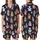 Cat Lovers' Whimsical Cartoon Cat Ensemble Playing Music Baking Sailing DJing on Deep Navy Satin Short-Sleeve Pajamas Set - 1