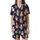 Cat Lovers' Whimsical Cartoon Cat Ensemble Playing Music Baking Sailing DJing on Deep Navy Satin Short-Sleeve Pajamas Set - 2