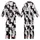 Cat Lovers' Whimsical Black White Grey Cartoon Cat All-Over Print Pink Ears Blue Eyes Pattern Kid Satin Pajamas Set - 1