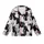 Cat Lovers' Whimsical Black White Grey Cartoon Cat All-Over Print Pink Ears Blue Eyes Pattern Kid Satin Pajamas Set - 2