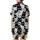 Cat Lovers' Black & White Minimalist Cartoon Cat Face Dense Seamless All-Over Print Satin Short-Sleeve Pajamas Set - 3