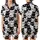 Cat Lovers' Black & White Minimalist Cartoon Cat Face Dense Seamless All-Over Print Satin Short-Sleeve Pajamas Set - 1