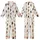 Cat Lovers' Seamless Illustrative Cats Pattern Warm Brown Tan Grey Black White Calico Tortoiseshell Bow Ties Cream Kid Satin Pajamas Set - 1