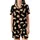 Cat Lovers' Whimsical Black Seamless Pattern with White & Orange-Tan Flat Cartoon Cats & Pink Accents Satin Short-Sleeve Pajamas Set - 2