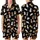 Cat Lovers' Cute Black Tan White Playful Cartoon Cats Paw Print Seamless Pattern Satin Short-Sleeve Pajamas Set - 1