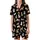 Cat Lovers' Cute Black Tan White Playful Cartoon Cats Paw Print Seamless Pattern Satin Short-Sleeve Pajamas Set - 2